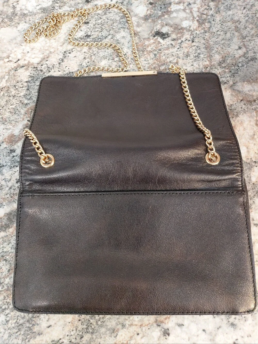 Banana Republic Suede & Leather Pushlock Black Metallic Crossbody Clutch Purse